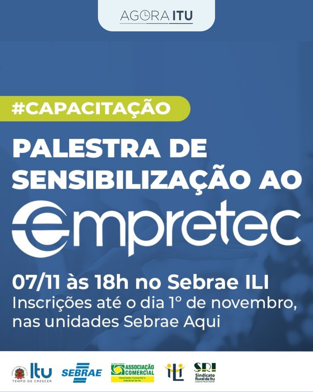 Estão abertas as inscrições para mais uma palestra sobre Empretec em Itu