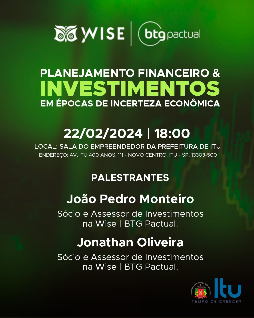 Prefeitura sedia palestra de planejamento financeiro e investimentos