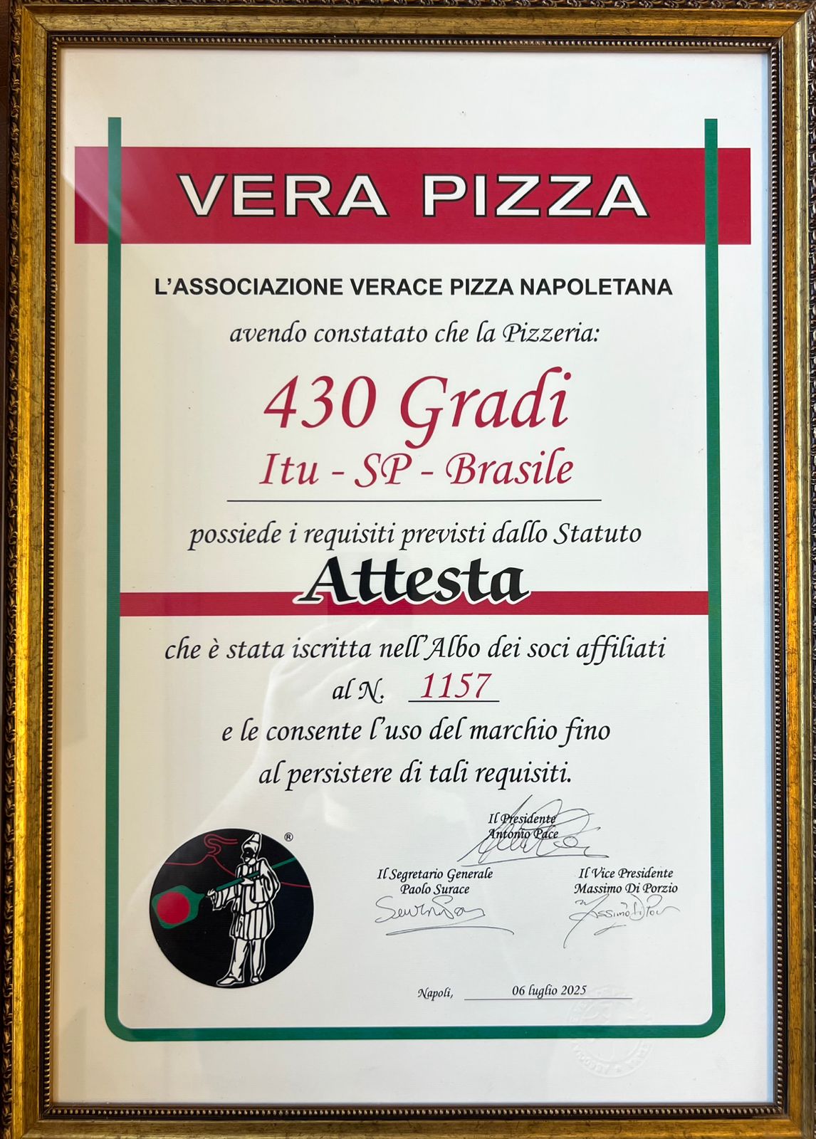 Pizzaria 430 Gradi de Itu conquista selo internacional de qualidade e tradição da AVPN
