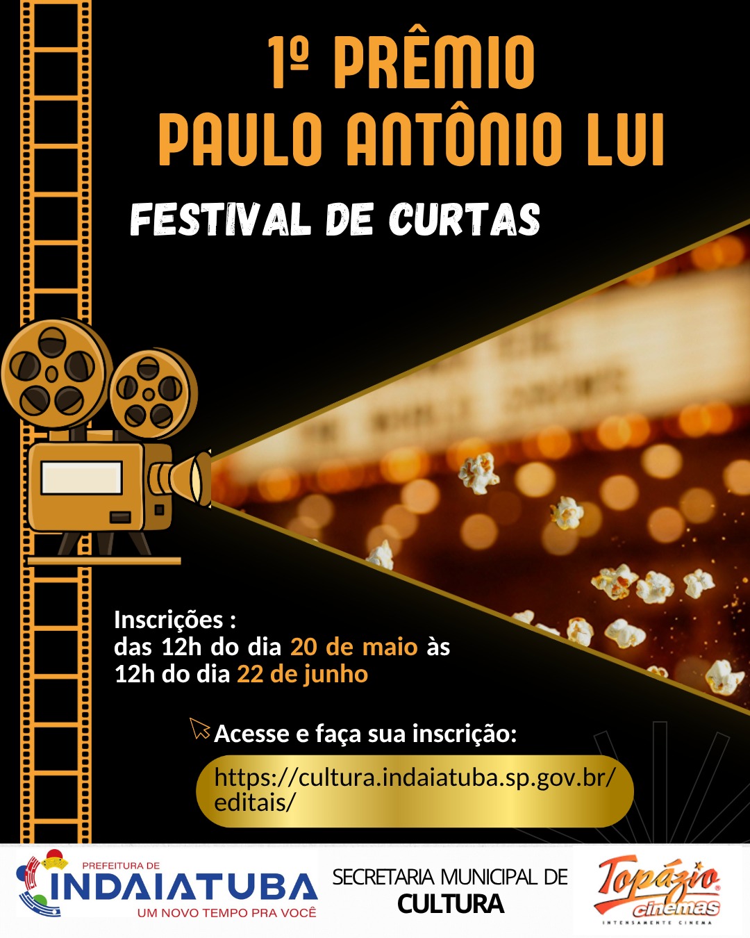 Indaiatuba abre inscrições para o 1º Prêmio Paulo Antônio Lui – Festival de Curtas